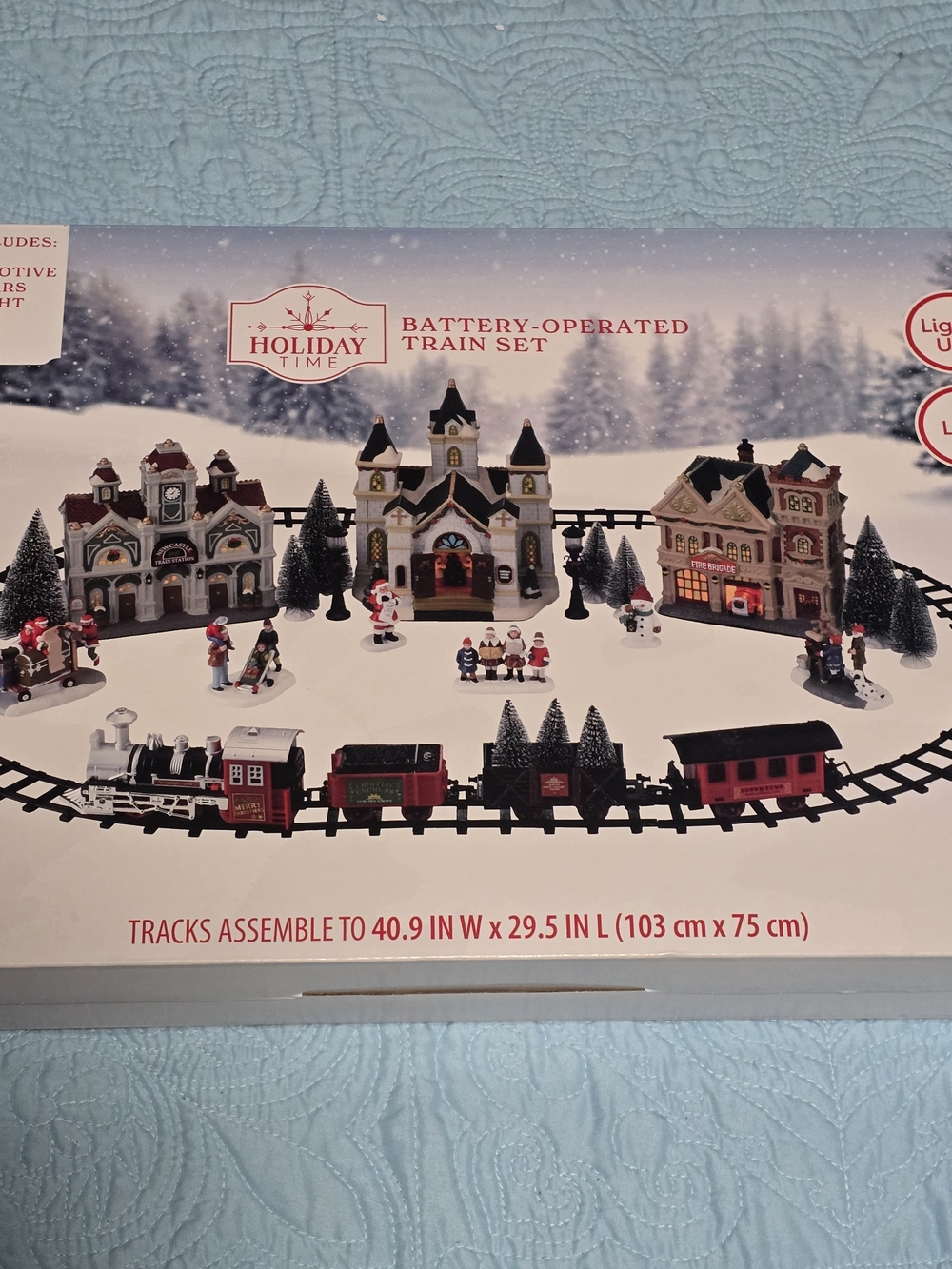 Holiday Time 2025 Battery Operated Train Set Locomotive Rail Cars Track NIB